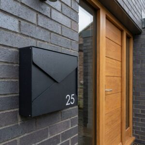 External Modern Lockable Wall Mounted Weather Resistant Letterbox Gavia With House Number Personalised Black External Modern Lockable Wall Mounted Weather Resistant Letterbox Gavia With House Number Personalised Black