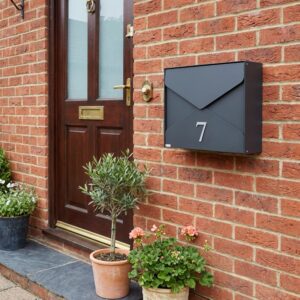 Outdoor Modern Lockable Letterbox Wall Mounted Gavia With House Number Personalised Anthracite Grey Outdoor Modern Lockable Letterbox Wall Mounted Gavia With House Number Personalised Anthracite Grey