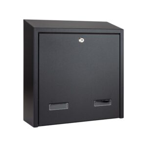 Rear Access Letterbox For Gates And Fences W3 6 Black Matt Angled Rear Access Letterbox For Gates And Fences W3 6 Black Matt Angled