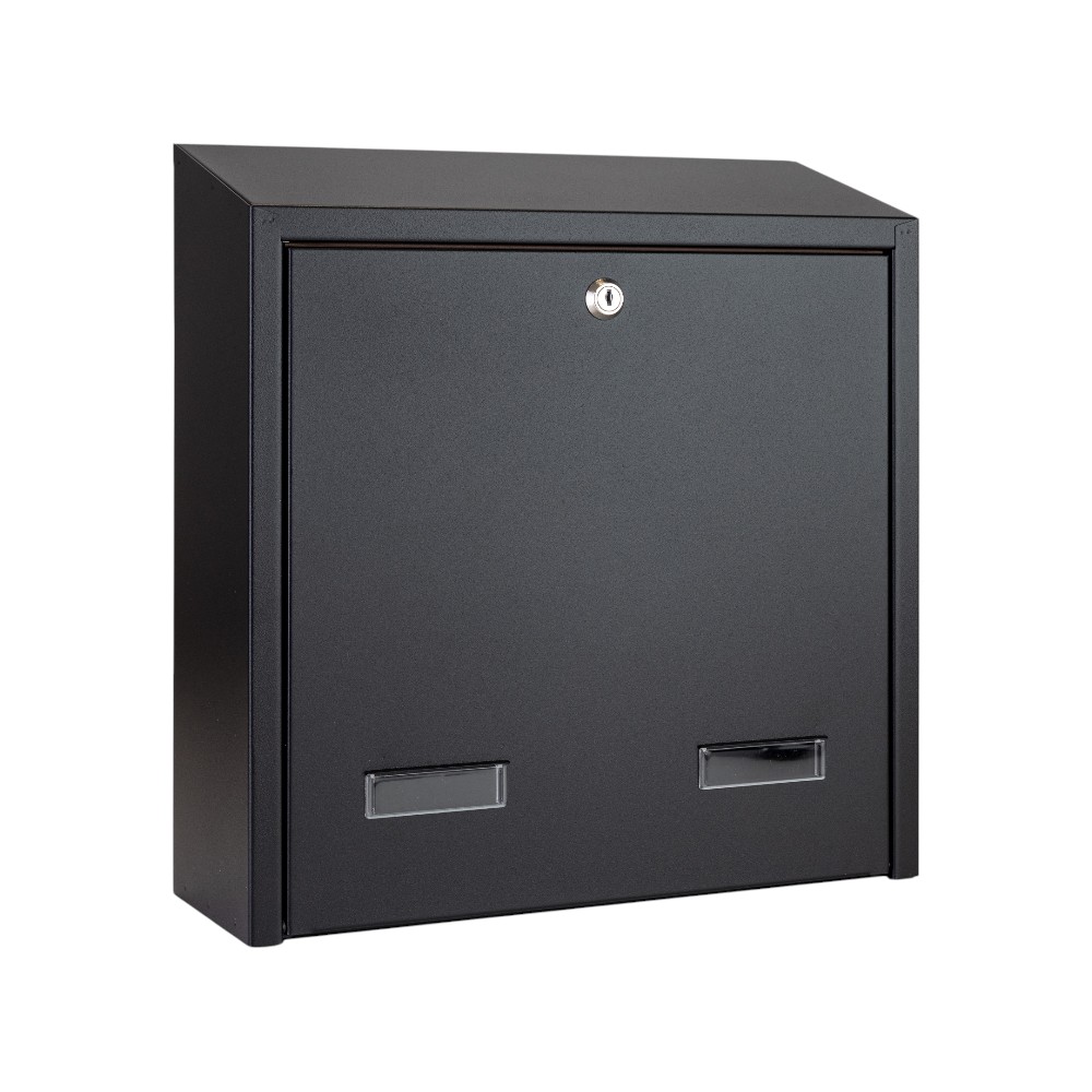 Rear Access Letterbox For Gates And Fences   W3 6 Black Matt Angled