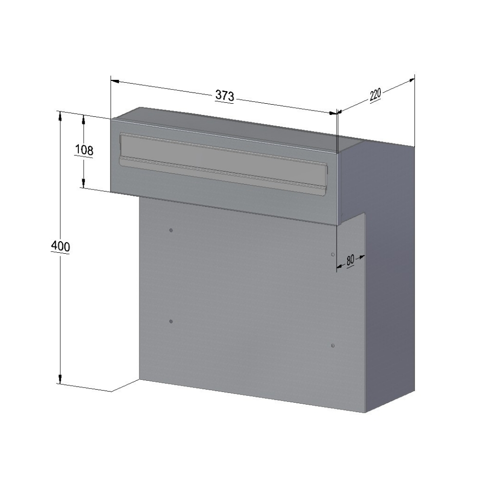 W3 4 Rear Access Letter Box For Gates And Fences   Front Dimensions