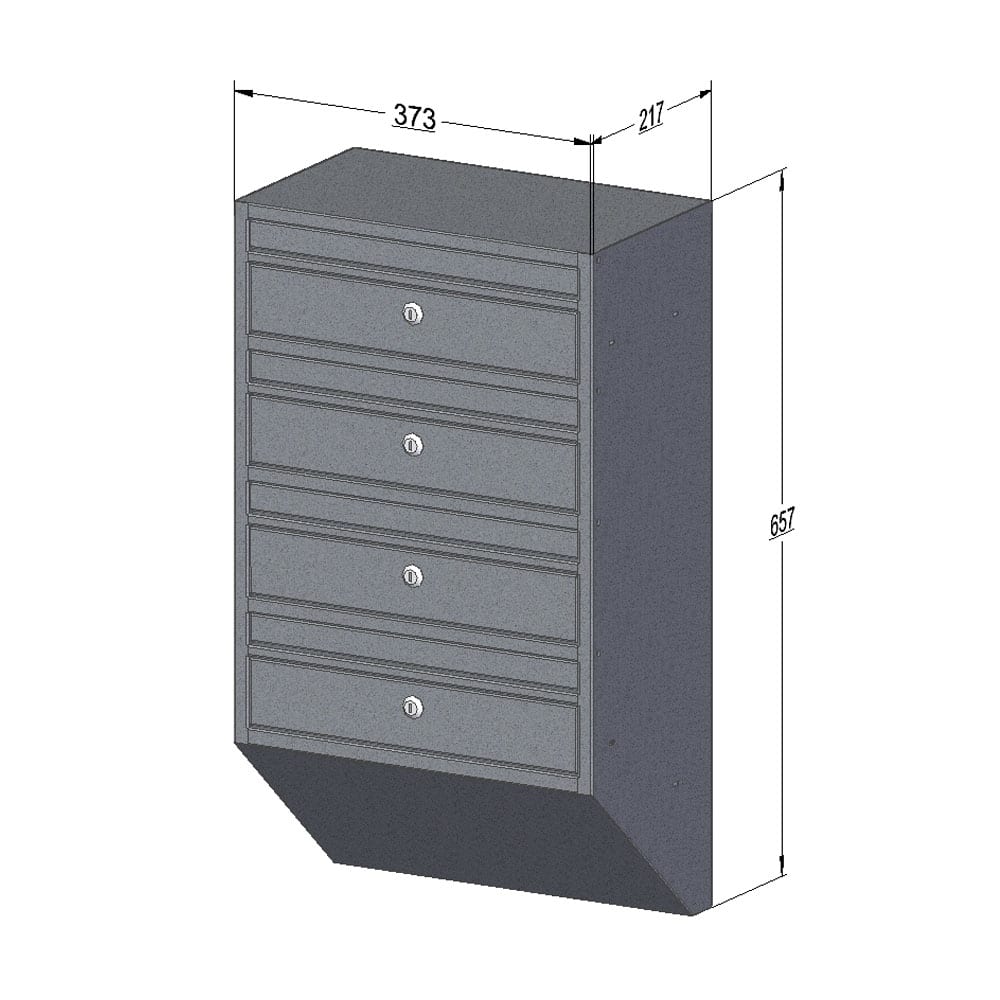 Apartment Mailboxes E1s 4 Bank Drawing