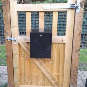 Rear Access Post Box For Gates & Fences W3-2 in Black Rear View Lifestyle Image Gate Post Box W3 2 Black
