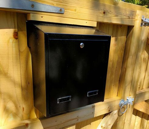 Large Letterbox For Gates & Fences Rear Access Gatehouse W3-4 in Black Rear View Lifestyle Image