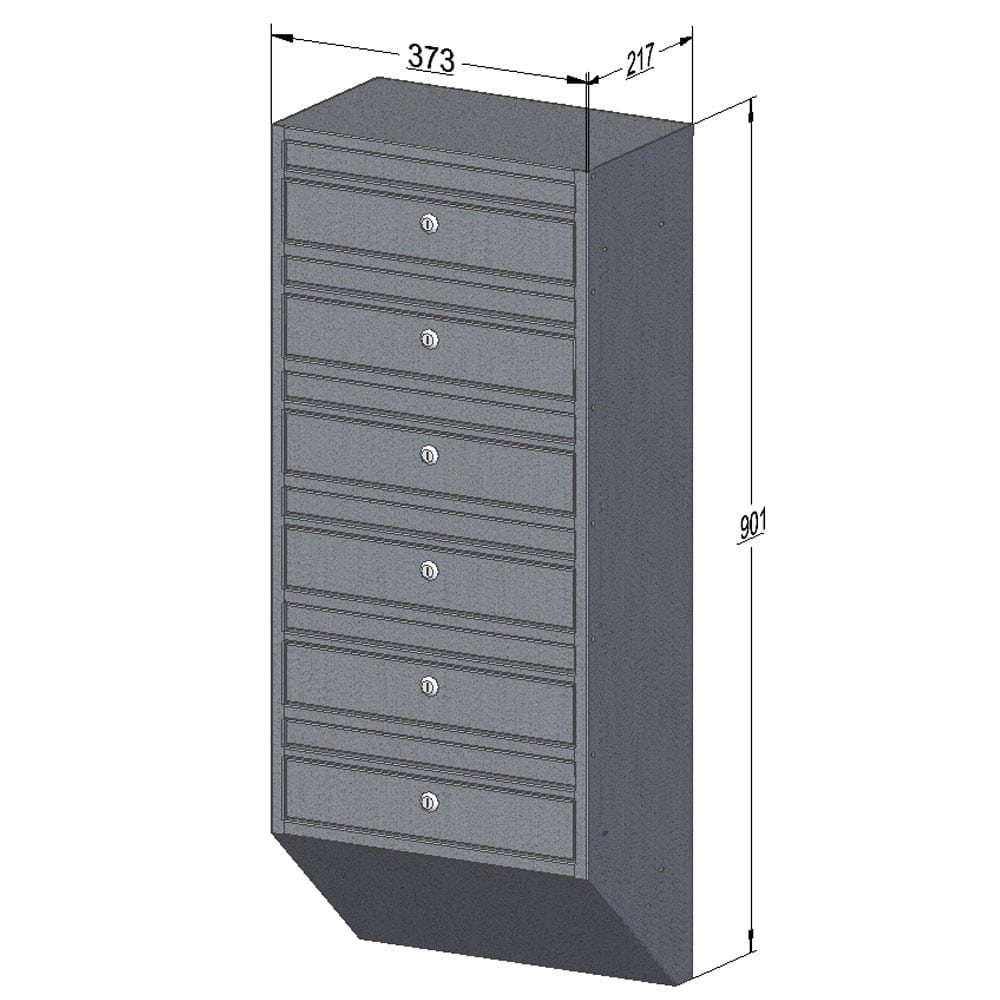 Multiple Letterboxes E1s 6 Bank Drawing