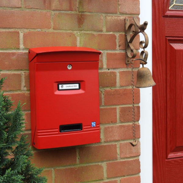 wall mounted red post box