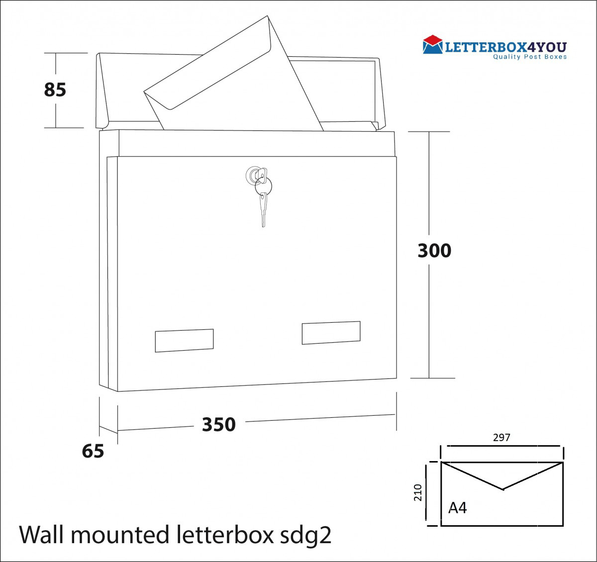 External Wall Mounted Post Box Powder Coated SDG2