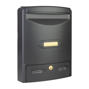 Wall Mounted Post Box Large Cast Aluminium Europa Maxi Grey_side Wall Mounted Post Box Large Cast Aluminium Europa Maxi Grey_side