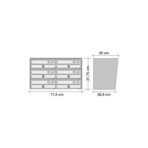 SLIM-Bank of 6external letterboxes dimensions