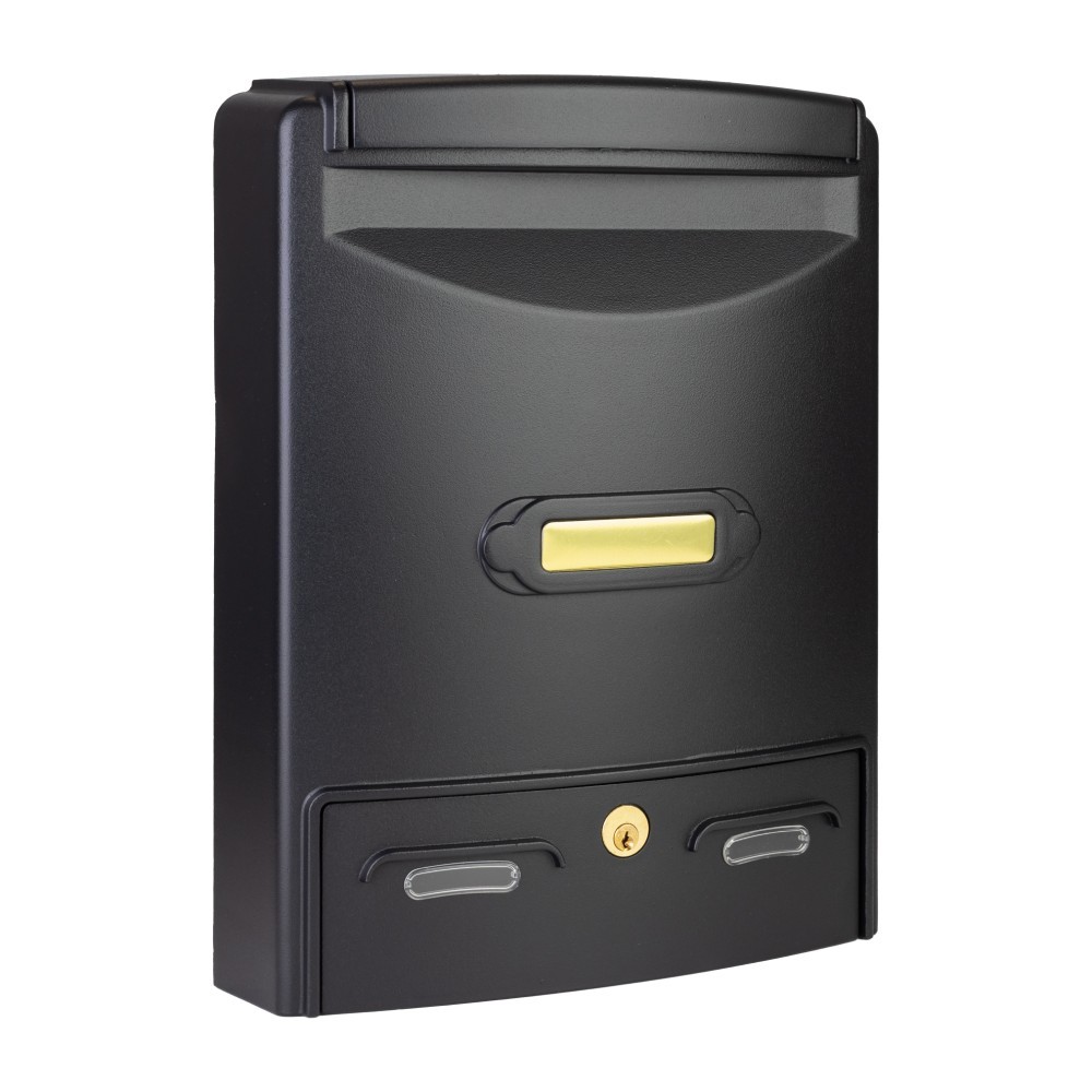 Wall Mounted Post Box Large Cast Aluminium   Europa Maxi Black_Side