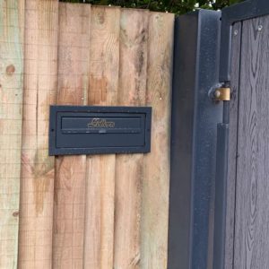 Anthracite Post Box Mounted In The Fence W3 Series