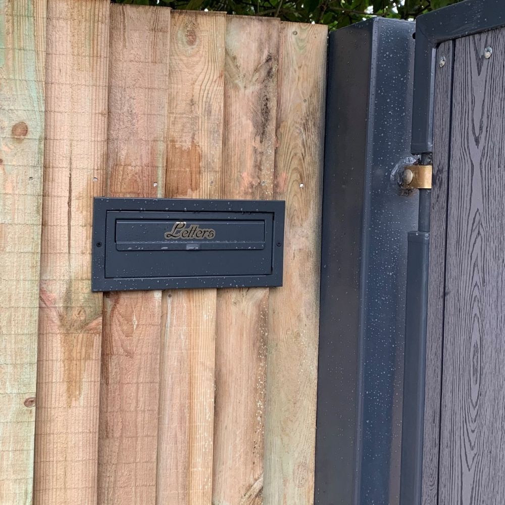 Anthracite Pst Box Mounted In The Fence W3 Serie