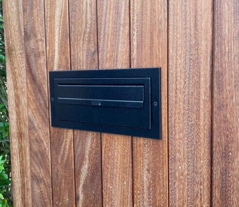 Rear Access Post Box For Gates & Fences W3-2 in Black including Trim Lifestyle Image