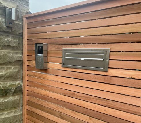 Letterbox For Gates & Fences External Rear Access Gatehouse W3 with Trim Stainless Steel Front View