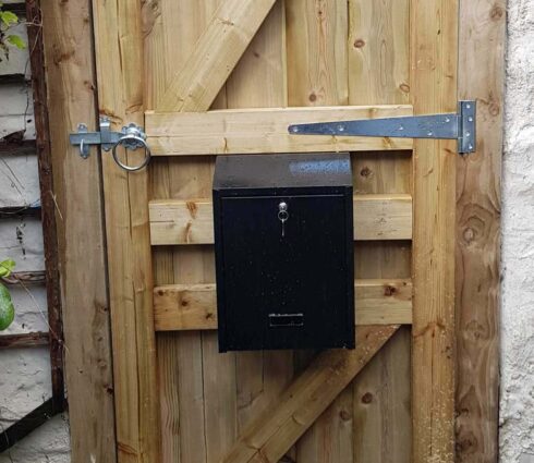 Rear Access Post Box For Gates & Fences W3-2 in Black Rear View Lifestyle Image