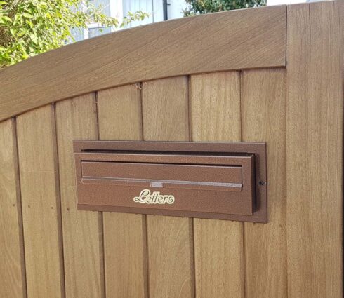 Rear Access Large Letterbox For Gates & Fences W3-4 in Copper Front View Lifestyle