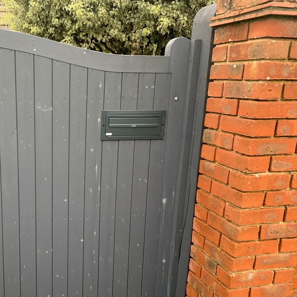 Rear Access Post Box For Gates & Fences W3 1 In Dark Grey Lifestyle Front View Image