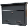 wall mounted post box with front and top letter slot in dark grey