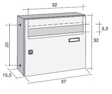 Giove wall mounted letterbox drawing with dimensions