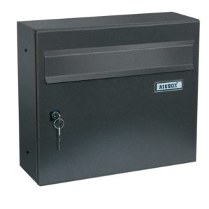 Giove wall mounted letterbox in dark grey showing front view