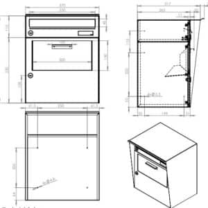 Beta wall mounted parcel box with letterbox - external