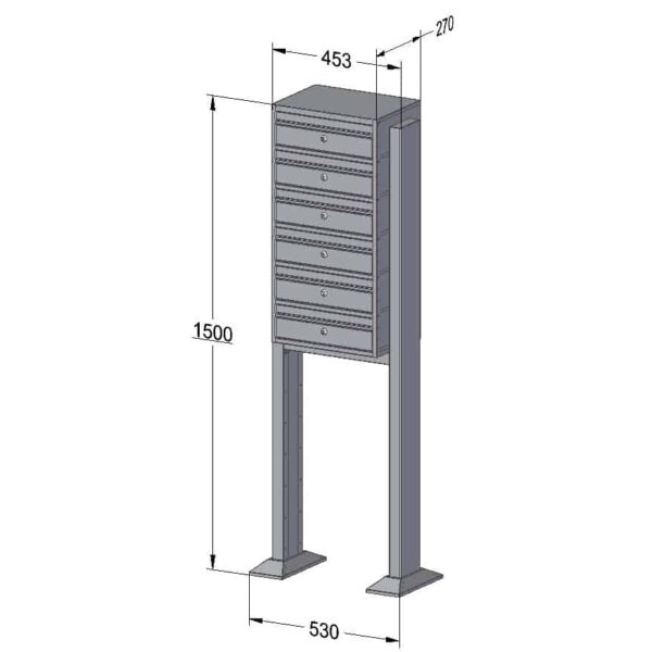 E1 Standard Free Standing Bank of 6 - 1x6