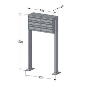 E1 Standard Free Standing Bank of 6 - 2x3