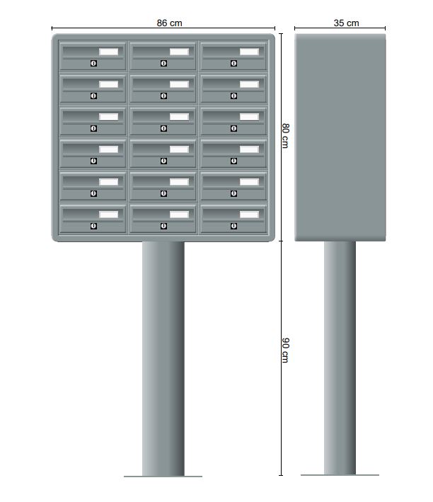 free standing letterboxes drawing of set of 18 letterboxes