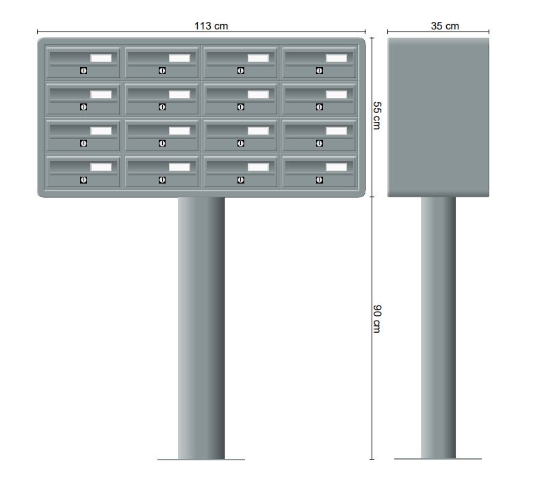 free standing letterboxes drawing of set of 16 letterboxes