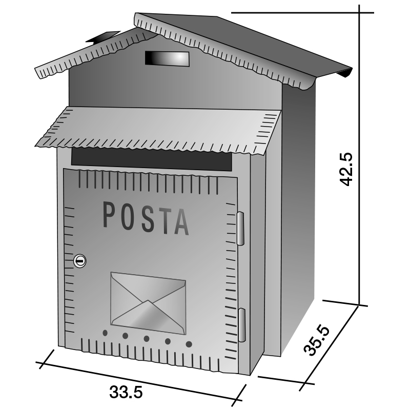 Image showing dimensions of Rustica XL letterbox