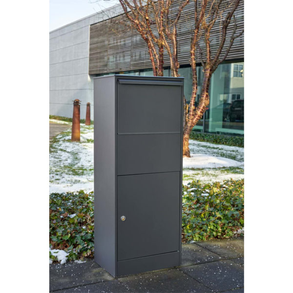 High capacity free standing parcel box
