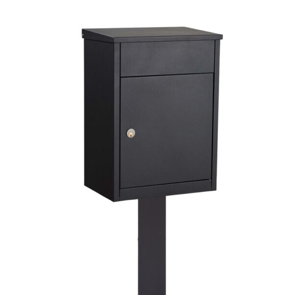 Free Standing Outdoor Post Box Allux 500 Black With Black FR 2 Stand