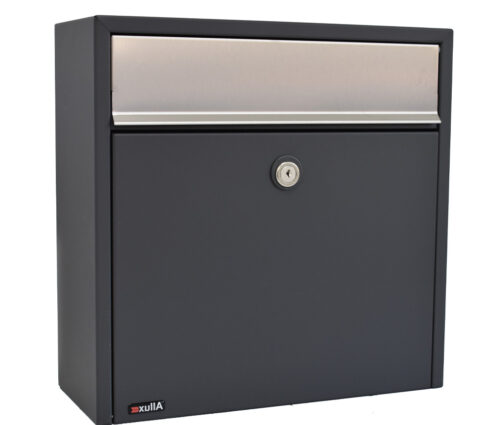 Allux 250 Wall Mounted Post Box Grey With Silver Flap 2