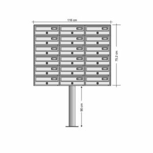 Free standing Slim post boxes bank of 18 Free standing communal letterboxes SLIM bank of 18