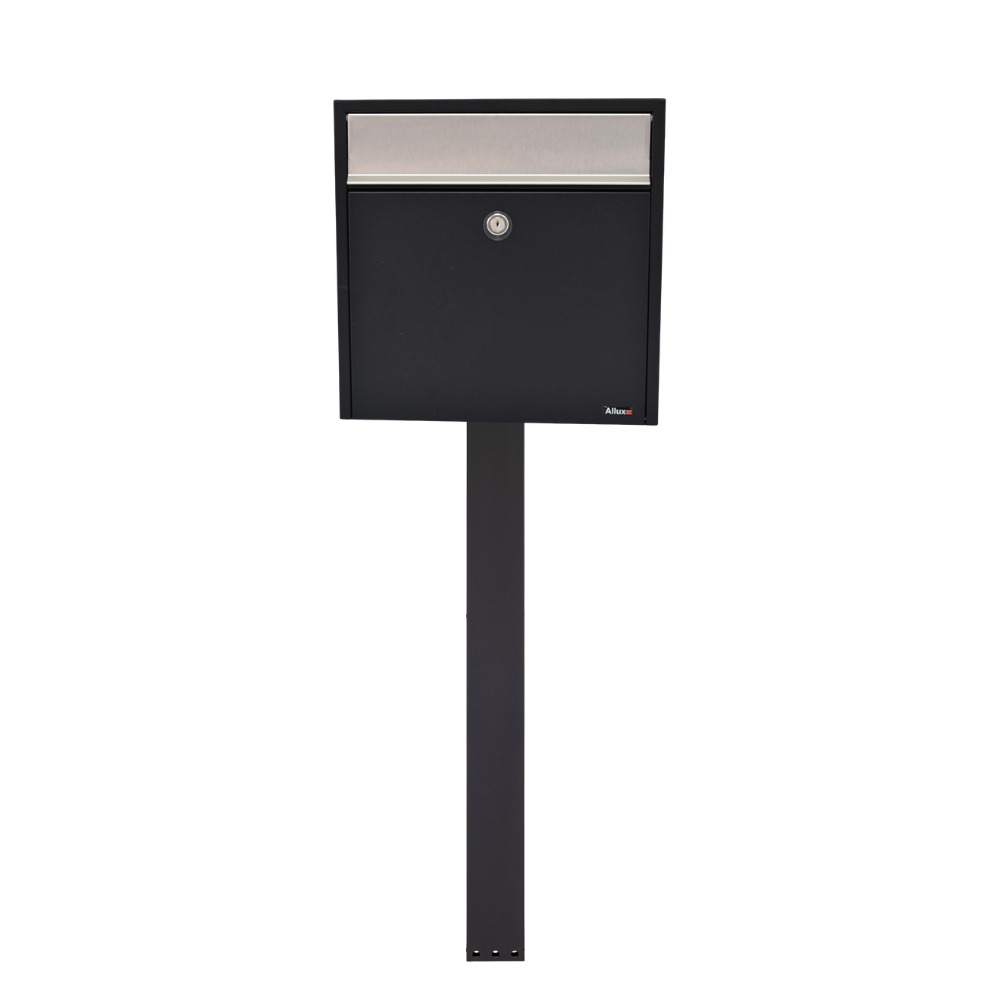 Allux 250 Free Standing Letterbox With FR 2 Stand   Black