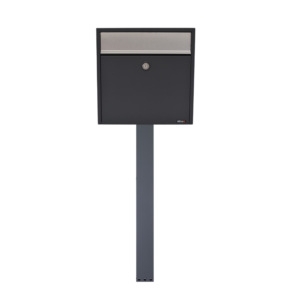 Allux 250 Free Standing Letterbox With FR 2 Stand   Dark Grey