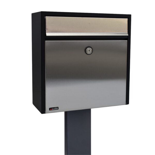 Free Standing External Post Box Allux 250 FR 2 Stainless Steel Close Up Side Angle