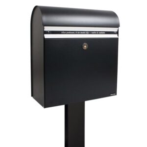 Free Standing External Post Box Allux KS200 FR 2 Black Close Up Side Angle Free Standing External Post Box Allux KS200 FR 2 Black Close Up Side Angle