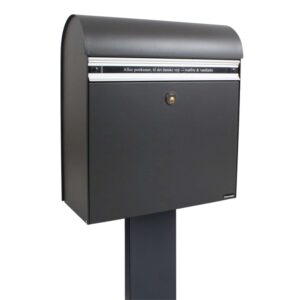 Free Standing External Post Box Allux KS200 FR 2 Dark Grey Close Up Side Angle Free Standing External Post Box Allux KS200 FR 2 Dark Grey Close Up Side Angle