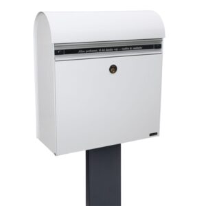 Free Standing External Post Box Allux KS200 FR 2 White Close Up Side Angle Free Standing External Post Box Allux KS200 FR 2 White Close Up Side Angle