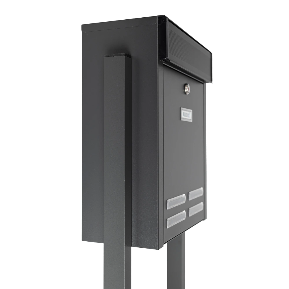 Front Access Pole Mounted Post Box Magnum Dark Grey