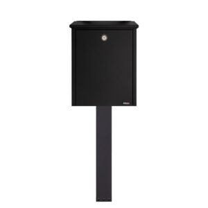 Outdoor Free Standing Letterbox Galvanised Steel Allux 200 Black With Black Stand Outdoor Free Standing Letterbox Galvanised Steel Allux 200 Black With Black Stand