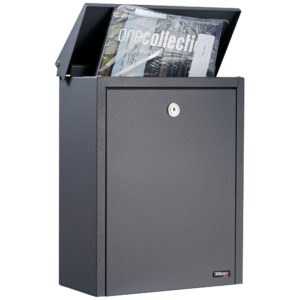 Wall Mounted Postbox Allux 200 Grey Front Open