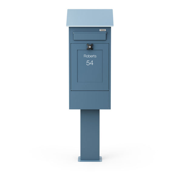 Freestanding Post Box Gustaf Blue Front