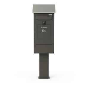 Freestanding Post Box Gustaf Dark Grey Front Freestanding Post Box Gustaf Dark Grey Front