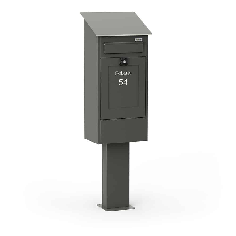 Freestanding Post Box Gustaf Dark Grey Front2