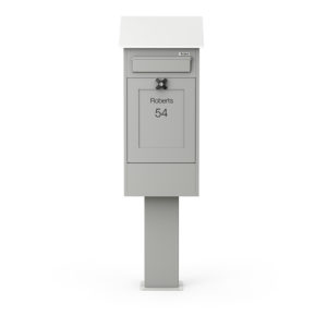 Freestanding Post Box Gustaf Light Grey Front