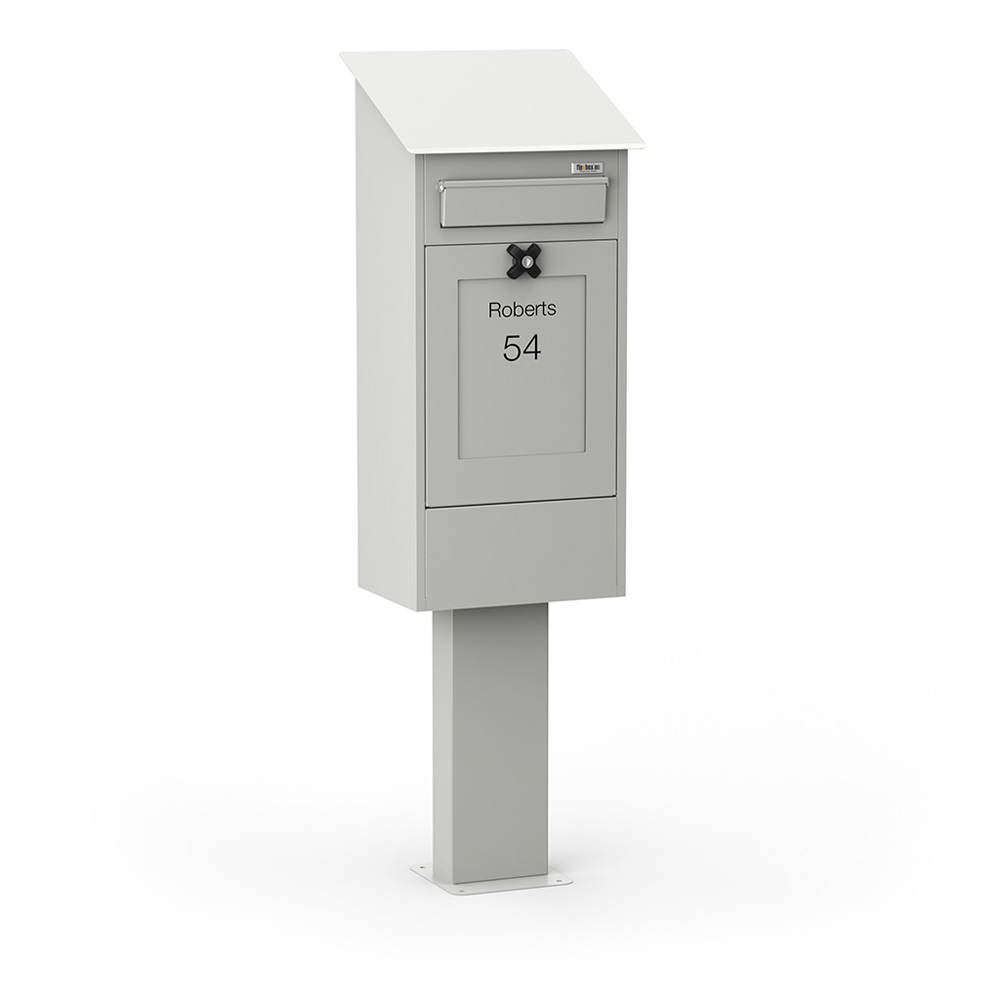 Freestanding Post Box Gustaf Light Grey Front2
