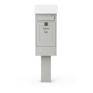 Freestanding Post Box Gustaf White Front Freestanding Post Box Gustaf White Front