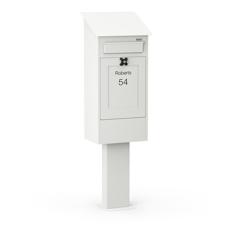 Freestanding Post Box Gustaf White Front2